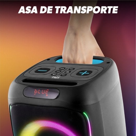 T'nB Cube Blaster Coluna de Festa 40W com Bluetooth 5.0, RGB, Karaoke, USB/SD e Microfone Preta
