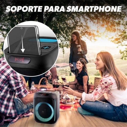 T'nB Cube Blaster Coluna de Festa 40W com Bluetooth 5.0, RGB, Karaoke, USB/SD e Microfone Preta