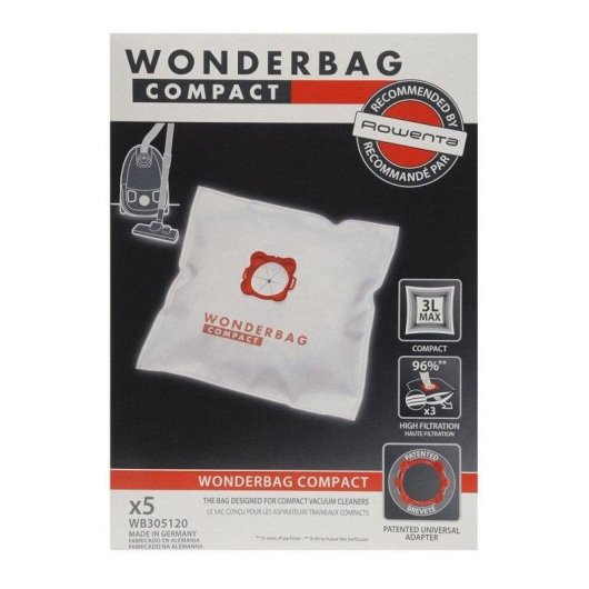 Bolsa aspiradora Rowenta WB305120 3L pack 5 unidades capacidade máxima de retenção