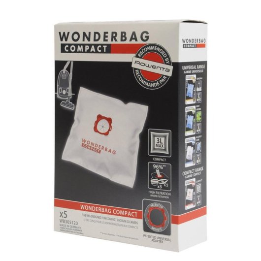 Bolsa aspiradora Rowenta WB305120 3L pack 5 unidades capacidade máxima de retenção