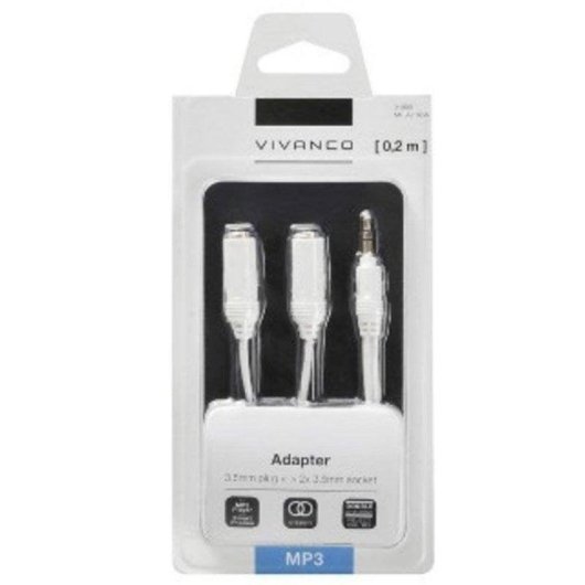 Cable de audio Vivanco 31009 2 x 3,5 mm hembra a 3,5 mm macho 0,2 m Blanco