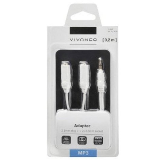 Câble Audio Vivanco 31009 2 x 3,5 mm H/F 0,2 m Blanc