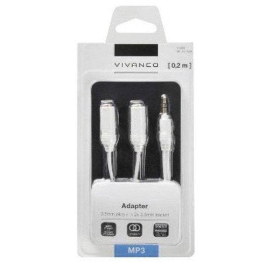 Cable de audio Vivanco 31009 2 x 3,5 mm hembra a 3,5 mm macho 0,2 m Blanco