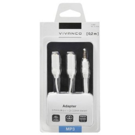 Cable de audio Vivanco 31009 2 x 3,5 mm hembra a 3,5 mm macho 0,2 m Blanco