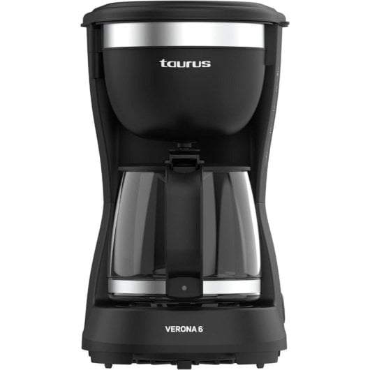 Cafetera de goteo Taurus Verona 6 600W 6 tazas placa calefactora filtro permanente cristal compacta negra