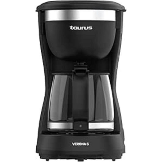 Cafetera de goteo Taurus Verona 6 600W 6 tazas placa calefactora filtro permanente cristal compacta negra