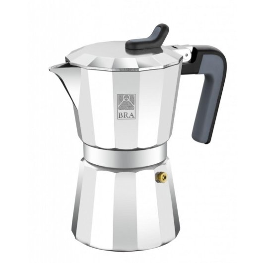 Cafetera italienne BRA de LUXE2 9 tasses en aluminium et baquelita noir