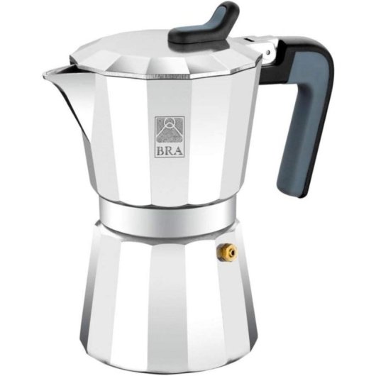 Cafeteira Italiana BRA Luxe2 Alumínio 12 Chávenas Design Ergonomico