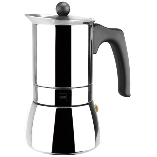 Cafetera Italiana Magefesa Génova 6 Tazas Acero Inoxidable Asa Baquelita Inducción