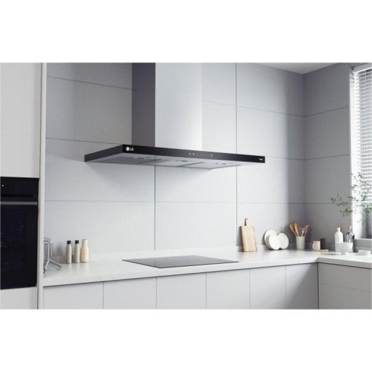 Hotte aspirante encastrable LG HCEZ3626S, 90 cm, noire, acier inoxydable, commande tactile LED
