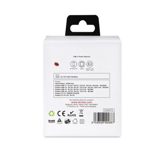 Cargatore GaN DCU Advance Tecnologic USB 4 Porte Power Delivery 100W Carga Rapida Quick Charge 18W