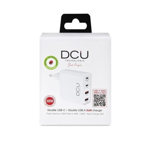 Cargador GaN DCU Advance Tecnologic 4 Puertos 100W Power Delivery QC 18W Blanco