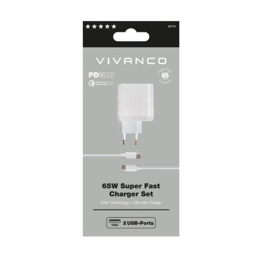 Cargador Universal Vivanco Super Fast Dual Charger Set Blanco 1m Corriente Alterna