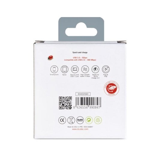 Adaptador USB 3.0 DCU Tecnologic USB Tipo C Cinza Alumínio Pequeno Leve Rápido