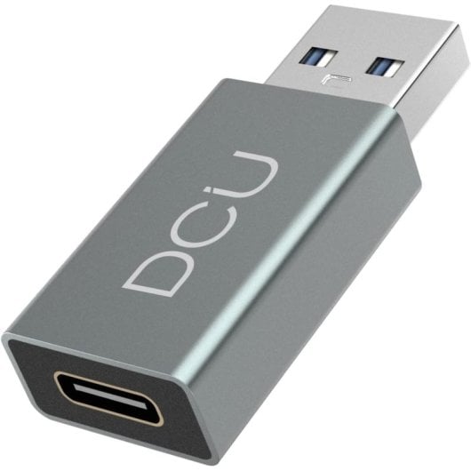 Adaptador USB 3.0 DCU Tecnologic USB Tipo C Cinza Alumínio Pequeno Leve Rápido