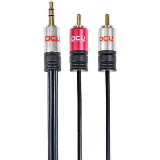 DCU Advance Tecnologic 30701230 Câble Jack 3,5 mm à 2 RCA Macho 2m Noir-Rouge Acier Inoxydable