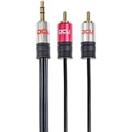 DCU Advance Tecnologic 30701230 Câble Jack 3,5 mm à 2 RCA Macho 2m Noir-Rouge Acier Inoxydable