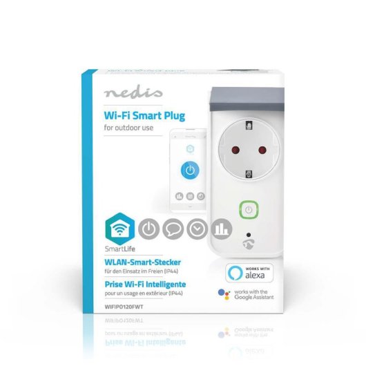 Enchufe Inteligente Nedis WIFIPO120FWT Wi-Fi IP44 Exterior Gris Blanco Enchufe Inteligente Nedis WIFIPO120FWT Wi-Fi IP44 Exterior Gris Blanco