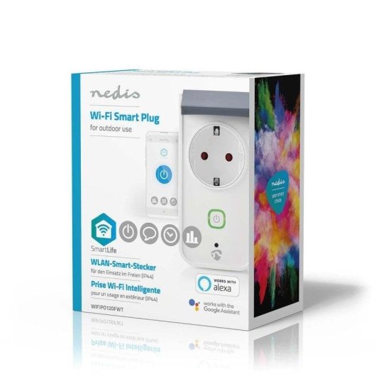 Enchufe Inteligente Nedis WIFIPO120FWT Wi-Fi Control por Voz y Estadísticas de consumo