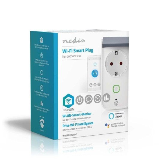 Enchufe Inteligente Nedis WIFIPO120FWT Wi-Fi Control por Voz y Estadísticas de consumo