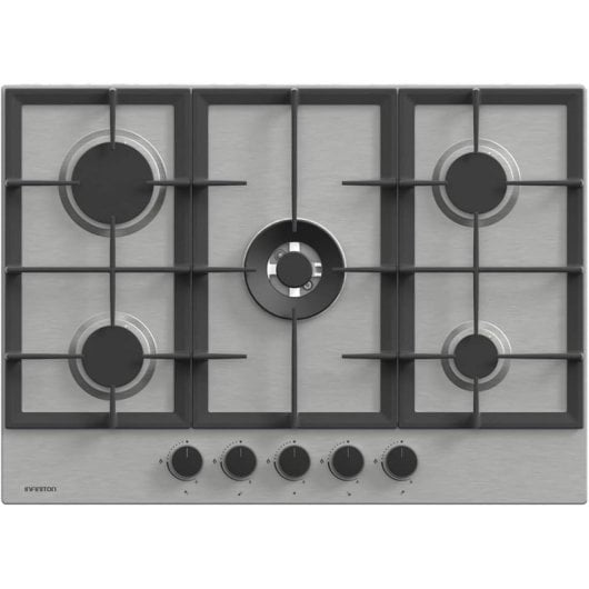 Piano cottura gas Infiniton 76AGX51 5 Fuochi Acciaio Inox Ghisa Wok Triple Corona