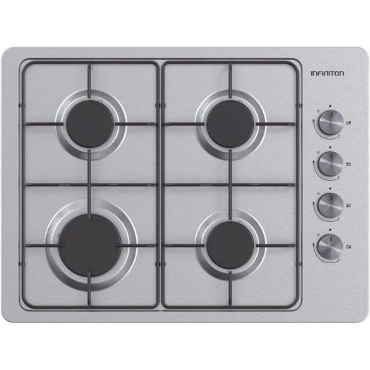 Placa de gás Infiniton GAS43BXAL 4 fogos inox 43cm profundidade controlos laterais
