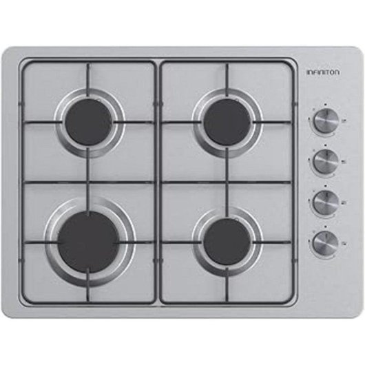 Placa de gás Infiniton GAS43BXAL 4 fogos inox 43cm profundidade controlos laterais