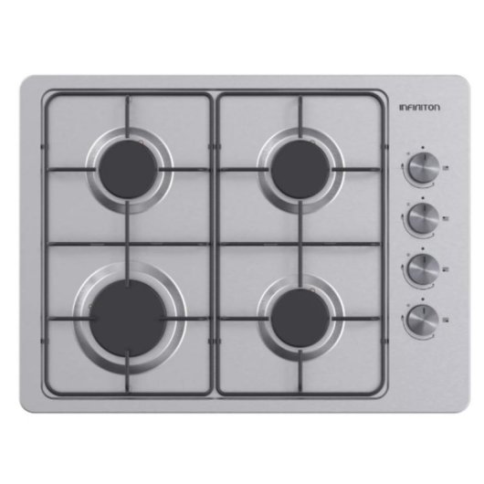Placa de gás Infiniton GAS43BXAL 4 fogos inox 43cm profundidade controlos laterais