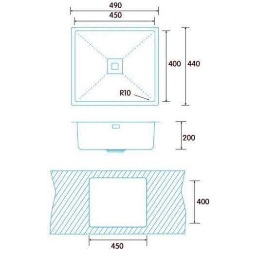 Évier Edesa Makalu BE 45x40 1C R-10 Acier inoxydable encastré 1 bac