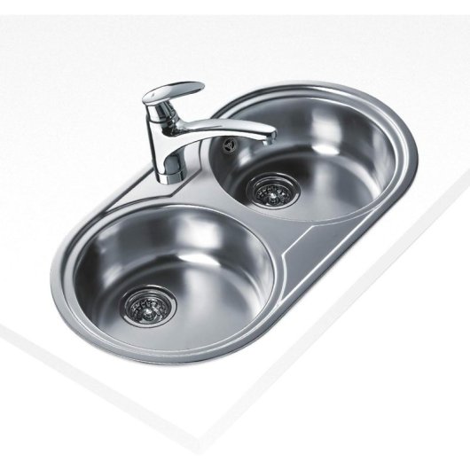 Évier Teka DR 80 2C Acier Inoxydable 2 Bassins Encastrable Ovalisé 80 cm
