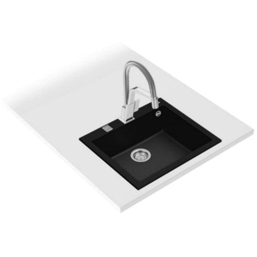 Fregadero Teka Forsquare 50.40 TG Tegranite+ Negro 1 Cubeta 500x500mm Desagüe Automático