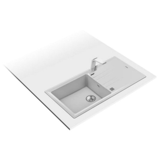 Fregadero Teka Stone 60 L-TG 1C 1E Blanco Tegranite+ Cubeta Grande y Escurridor