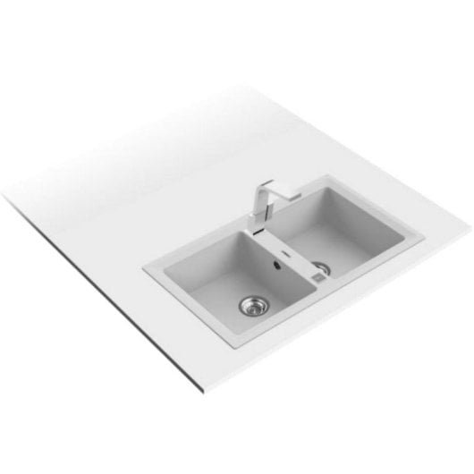 Fregadero Teka Tegranite+ Stone 90 B-TG 2C Blanco 2 Cubetas Superficie Resistente