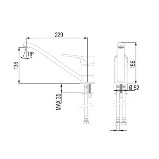 Rubinetto Monocomando CATA CBB Caño Bajo 360° Aeratore Anticalcare Riduttore Flusso 5,7l/min Cromato