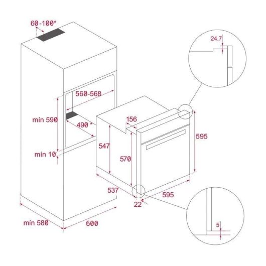 Horno eléctrico Teka NEO HSB 6150 FBK 70L Negro Inox HydroClean