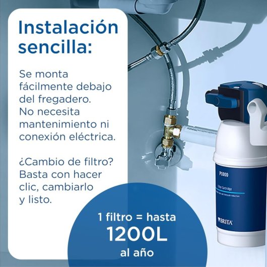 Sistema de filtración de agua Brita mypure P1 P1000 instalación bajo fregadero blanco azul