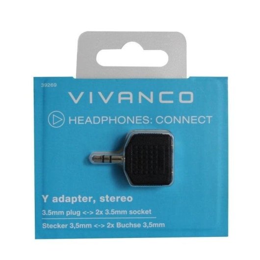 Adaptador de audio Vivanco Y 3.5 mm macho a 2x 3.5 mm hembra Negro