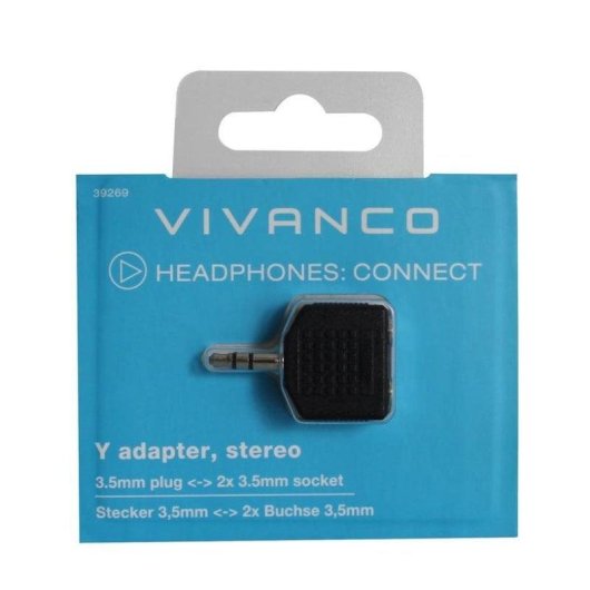 Adaptador de audio Vivanco Y 3.5 mm macho a 2x 3.5 mm hembra Negro