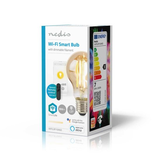 Bombilla LED Inteligente Nedis SmartLife E27 7W 806lm Blanco Cálido Regulable WiFi