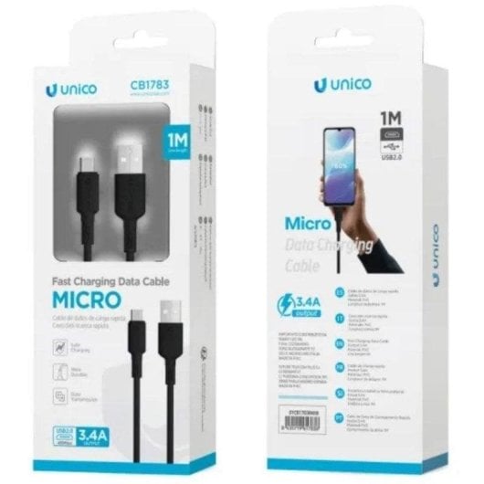 USB-Kabel Uniko CB1783 1m USB A auf Micro-USB B 2.0 Schwarz