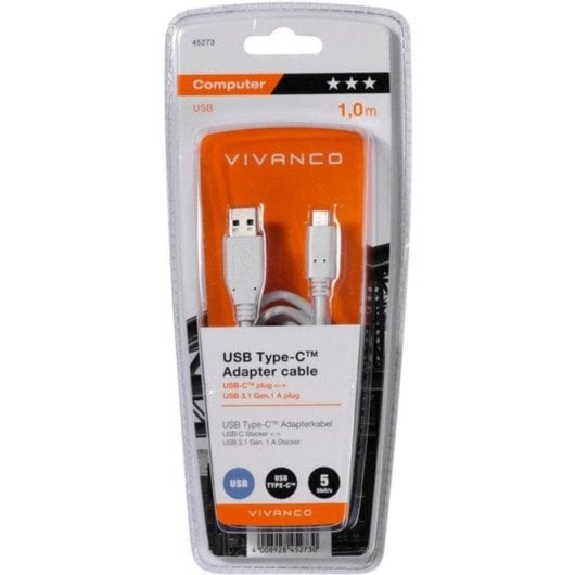 Cable USB Vivanco 45273 1m USB C a USB A USB 3.2 Gen 1 Blanco
