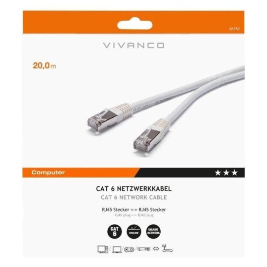 Cable de red Vivanco CC N5 200 6 Cat6 F/UTP 20 m RJ-45 Blanco