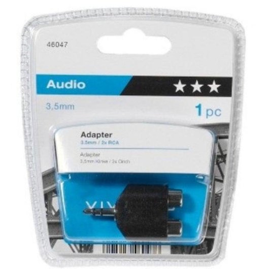 Cable de audio Vivanco 46047 3.5 mm a 2x RCA negro alta fidelidad