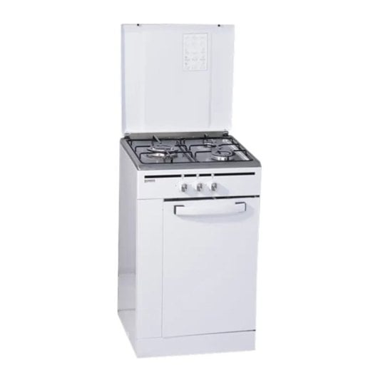 Cocina independiente Rommer CFS-3 FG 3 quemadores gas butano control giratorio blanca