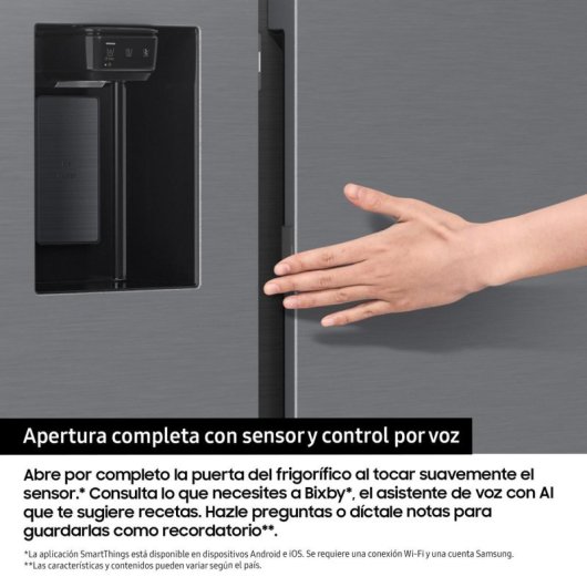 Frigorífico Samsung Americano 178cm 621L Clase E Inox AI Display 2 Puertas WiFi Dispensador