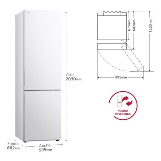 Frigorífico LG Combi 186cm 277L D Blanco Smart Inverter Linear Cooling Multi Air Flow LED