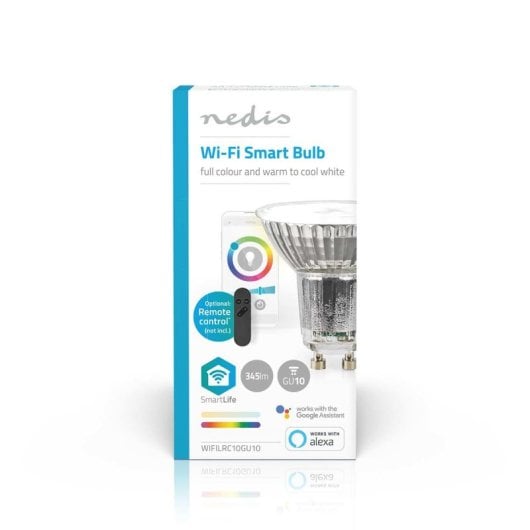 Lâmpada Inteligente Nedis WIFILRC10GU10 4,9W GU10 RGBW 345lm Controlo WiFi e Voz