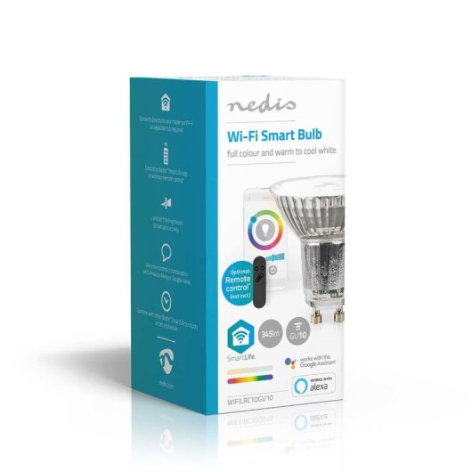 Lâmpada Inteligente Nedis WIFILRC10GU10 4,9W GU10 RGBW 345lm Controlo WiFi e Voz