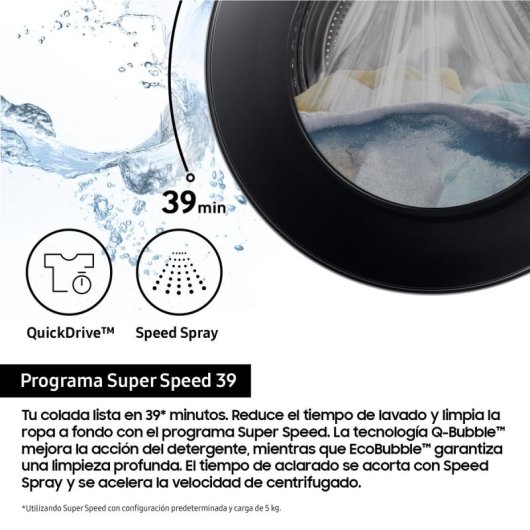 Lavasecadora Samsung 9kg/5kg A/E WD90DG6G94BKU3 com Autodosificação e Fundo Reduzido