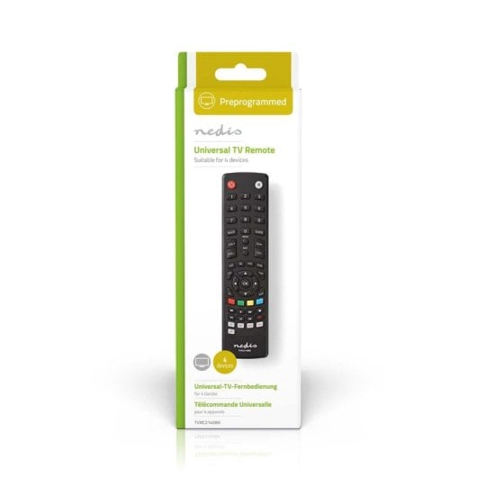 Mando a Distancia Universal Nedis TVRC2340BK IR Inalámbrico Botones Soporta 4 Dispositivos Negro